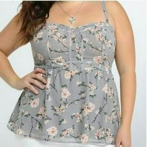 TORRID Sz 2 Floral Chiffon Babydoll Cami Top